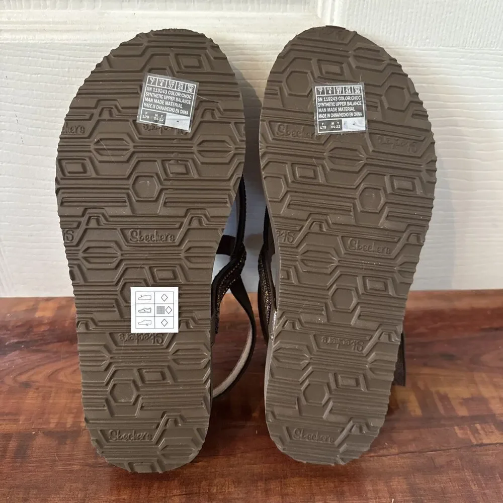 Skechers Arch Fit Womens Sandals Brown US 7 Rhinestone Hook And Loop Ankle Strap - Picture 9 of 14